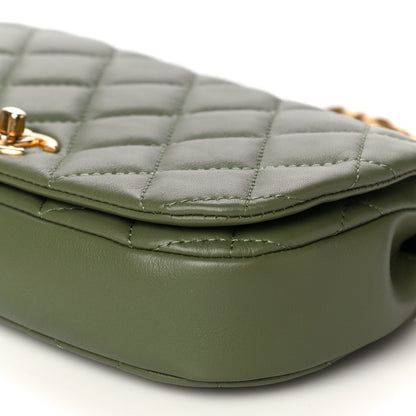 Chanel Calfskin Quilted Coco Mail Clutch With Chain Green 12 of 14