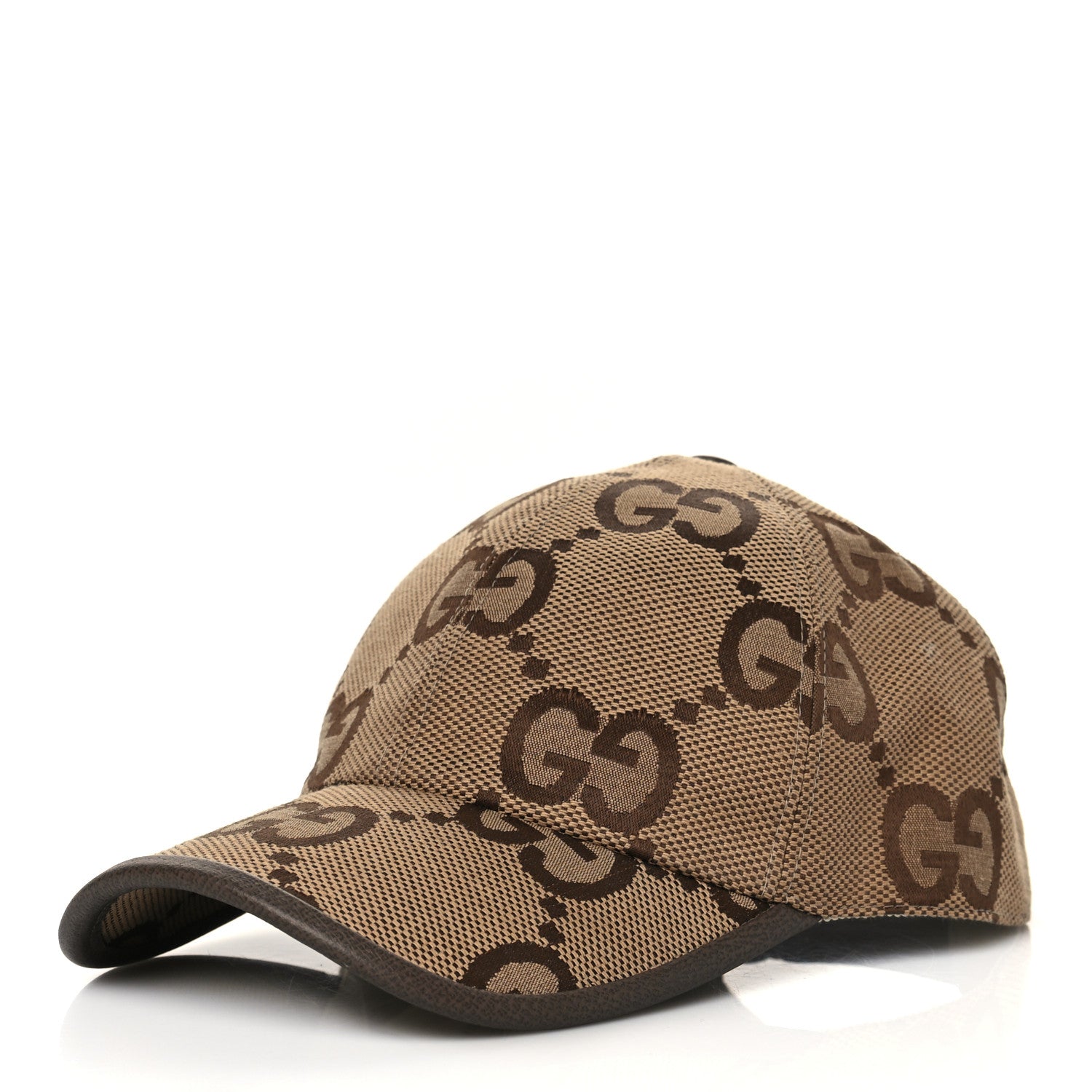 Gucci Monogram Jumbo GG Baseball Hat M 57 Camel Ebony 1 of 9