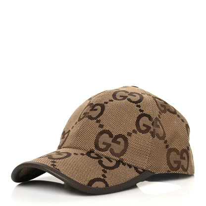 Gucci Monogram Jumbo GG Baseball Hat M 57 Camel Ebony 1 of 9