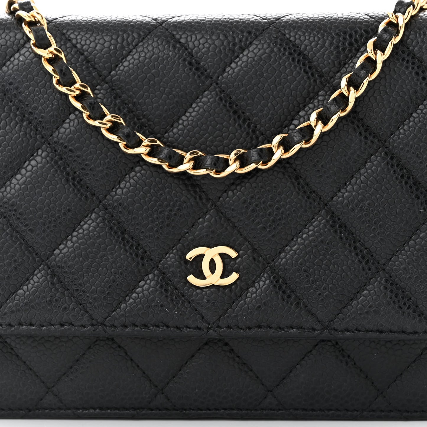 Caviar Quilted Wallet on Chain WOC Black