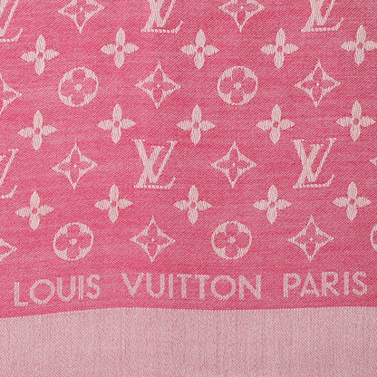 Louis Vuitton Silk Wool Monogram Denim Shawl Pivoine 4 of 5