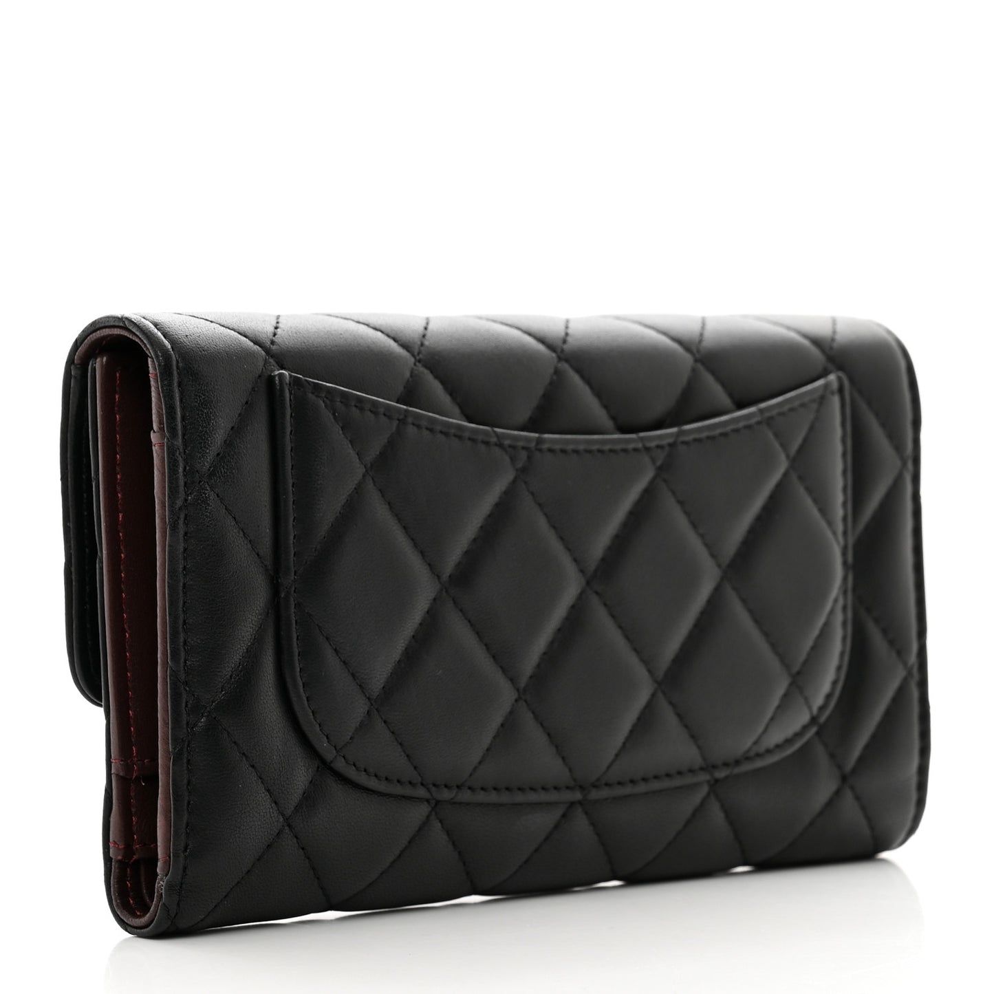 Lambskin Quilted Large Flap Wallet Black
