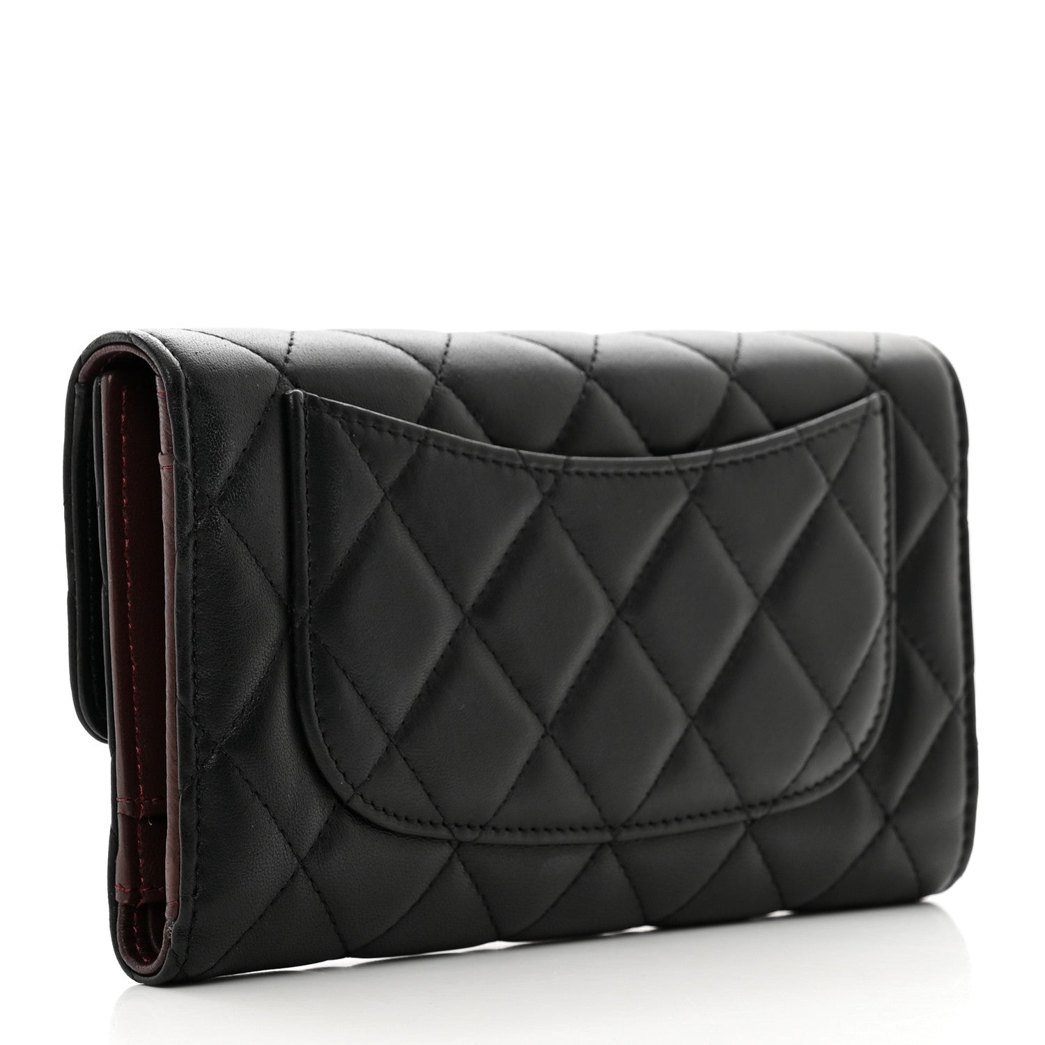 Chanel Lambskin Quilted Large Flap Wallet Black 3 of 8