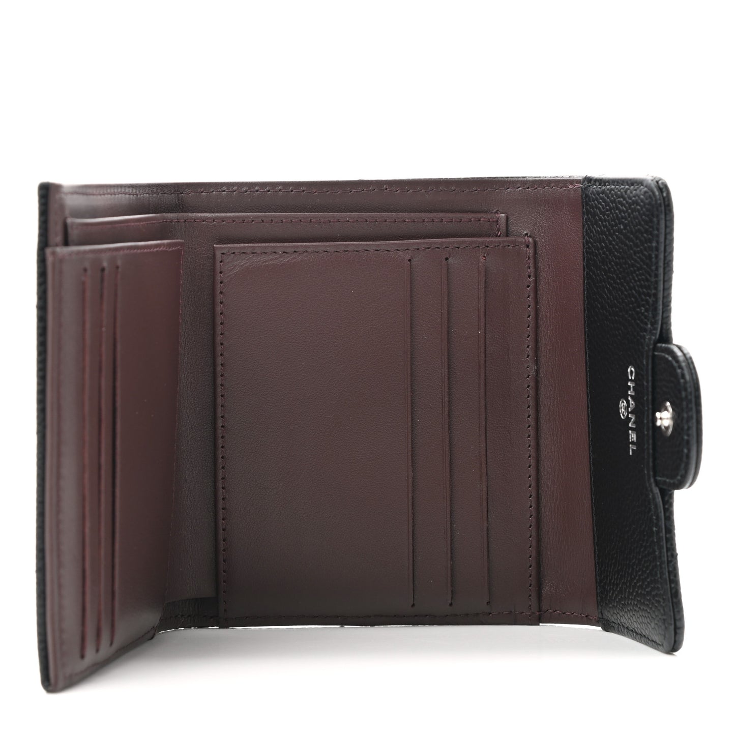 Caviar Quilted Compact Flap Wallet Black