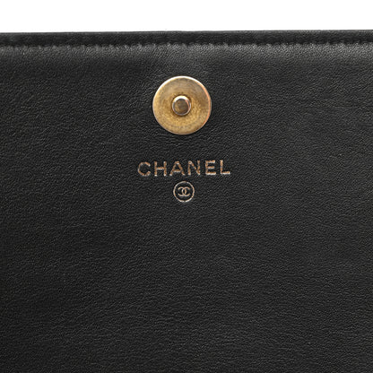 Chanel Calfskin Quilted Front Logo Enchained Clutch Black 7 of 10