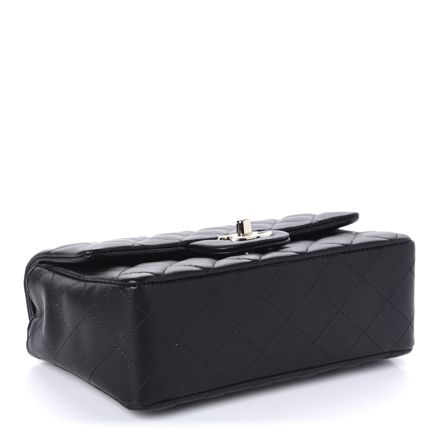 Lambskin Quilted Mini Rectangular Flap Black