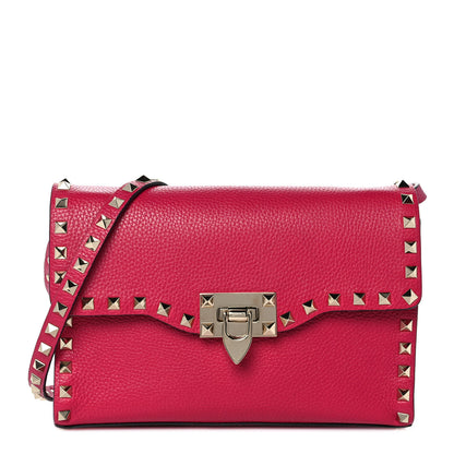 Valentino Garavani Pebbled Calfskin Medium Rockstud Flip Lock Crossbody Bag Blossom 1 of 8