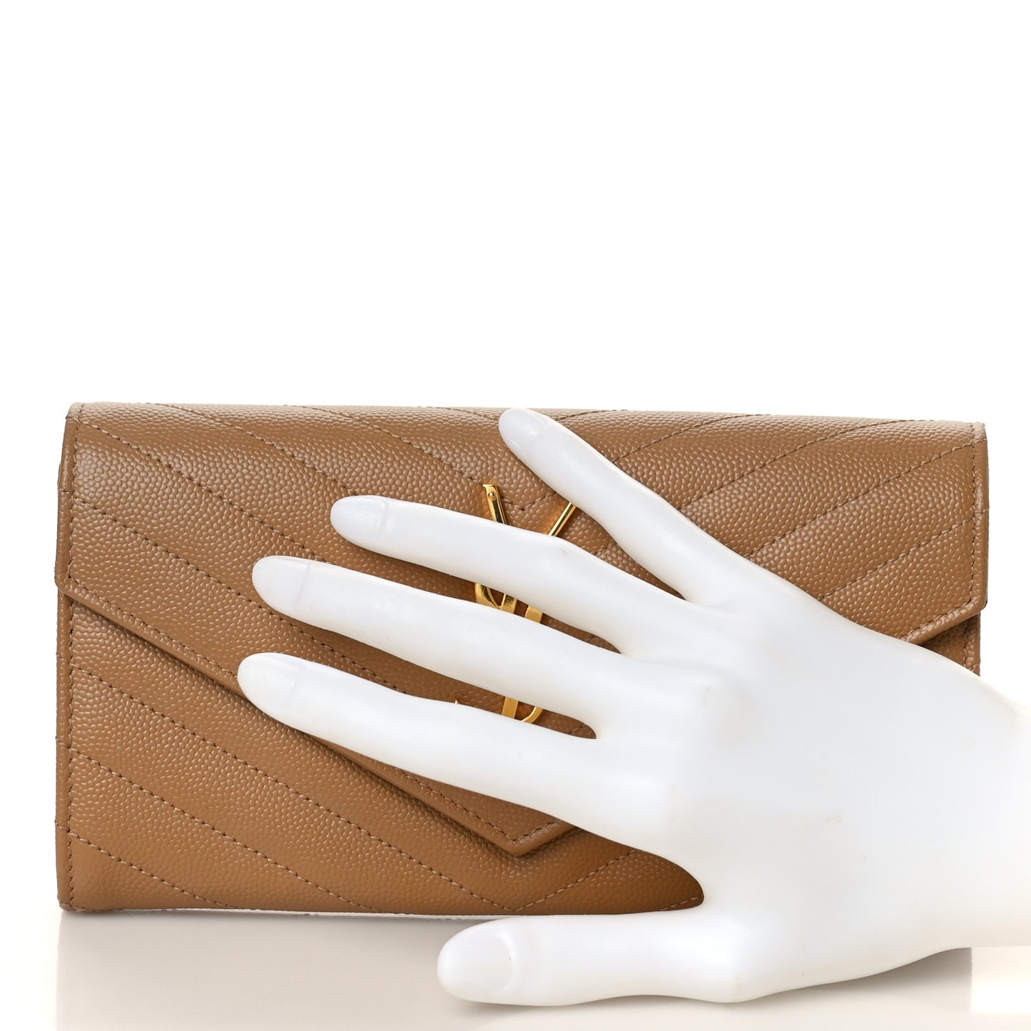 Grain De Poudre Matelasse Chevron Monogram Flap Wallet Cork