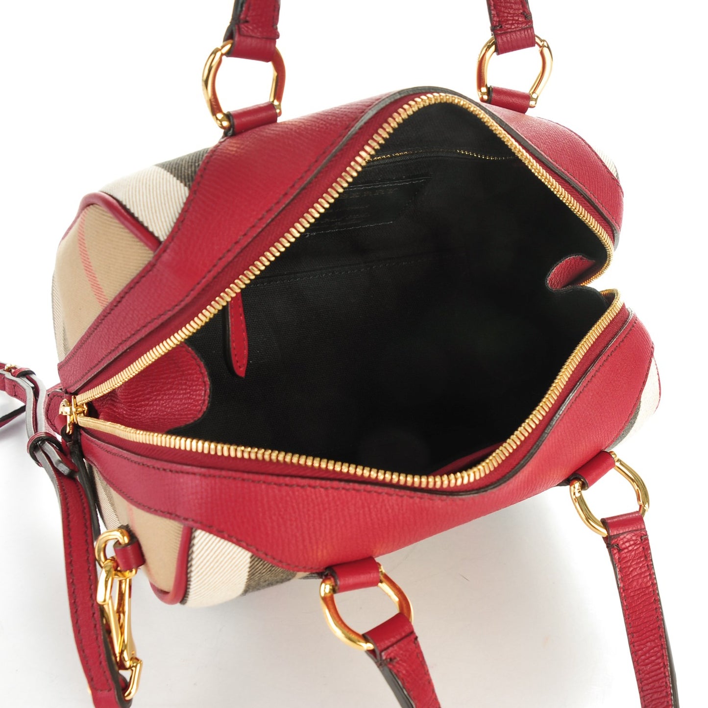 House Check Derby Calfskin Small Alchester Bowling Bag Russet Red