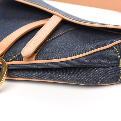 Christian Dior Denim Calfskin Saddle Bag Blue 9 of 10