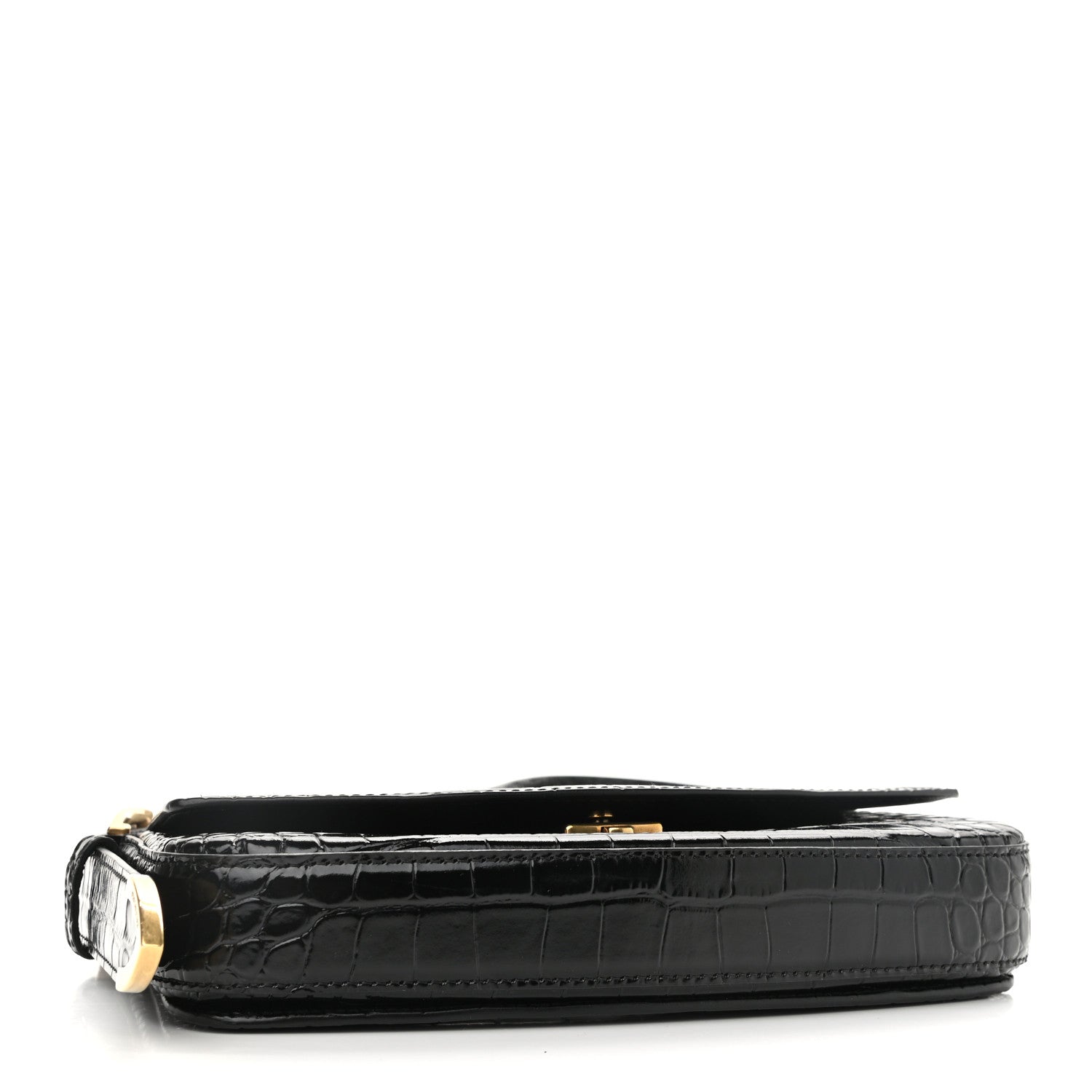 Balenciaga Shiny Calfskin Crocodile Embossed Ghost Sling Bag Black 4 of 11