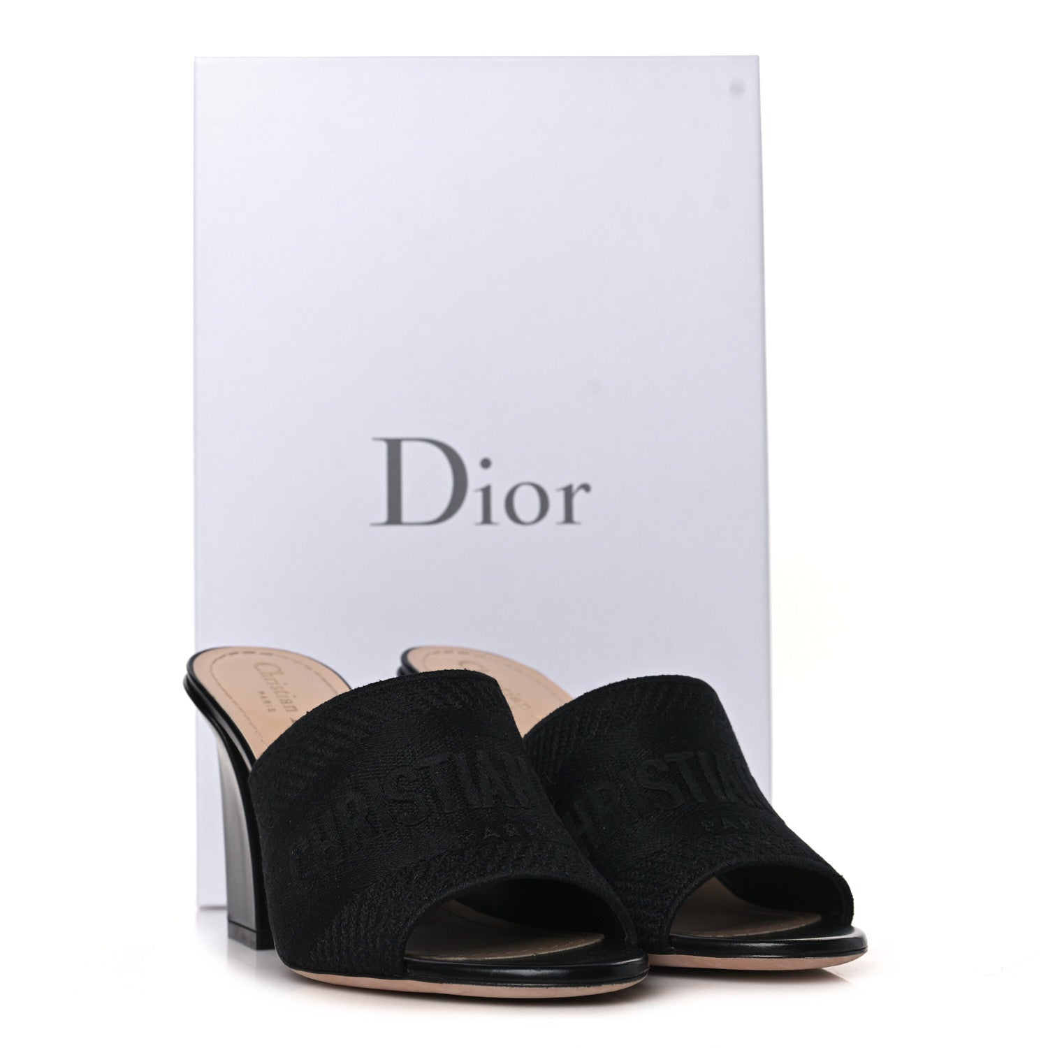 Christian Dior Cotton Embroidered Dway 85mm Slide Sandals 36.5 Black 10 of 10