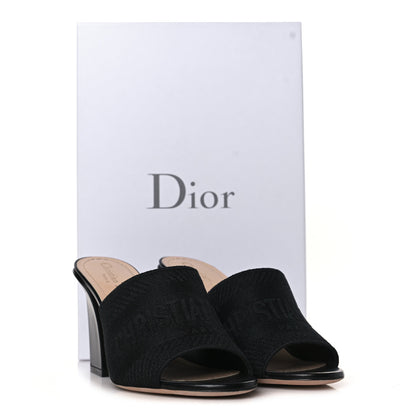 Christian Dior Cotton Embroidered Dway 85mm Slide Sandals 36.5 Black 10 of 10
