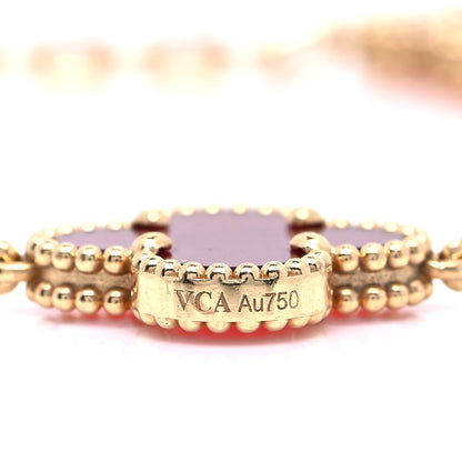 Van Cleef & Arpels 18K Yellow Gold Carnelian 5 Motifs Vintage Alhambra Bracelet 5 of 7