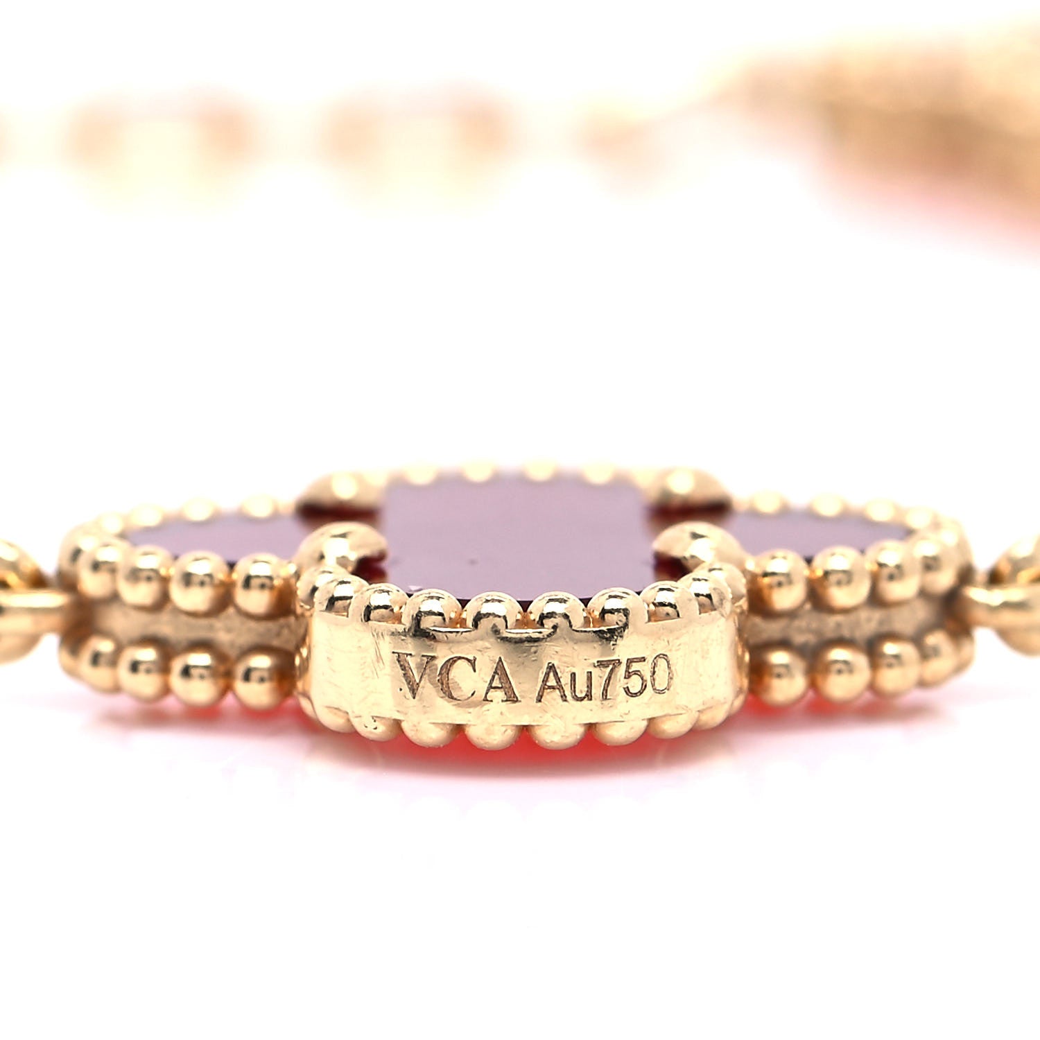 Van Cleef & Arpels 18K Yellow Gold Carnelian 5 Motifs Vintage Alhambra Bracelet 5 of 7