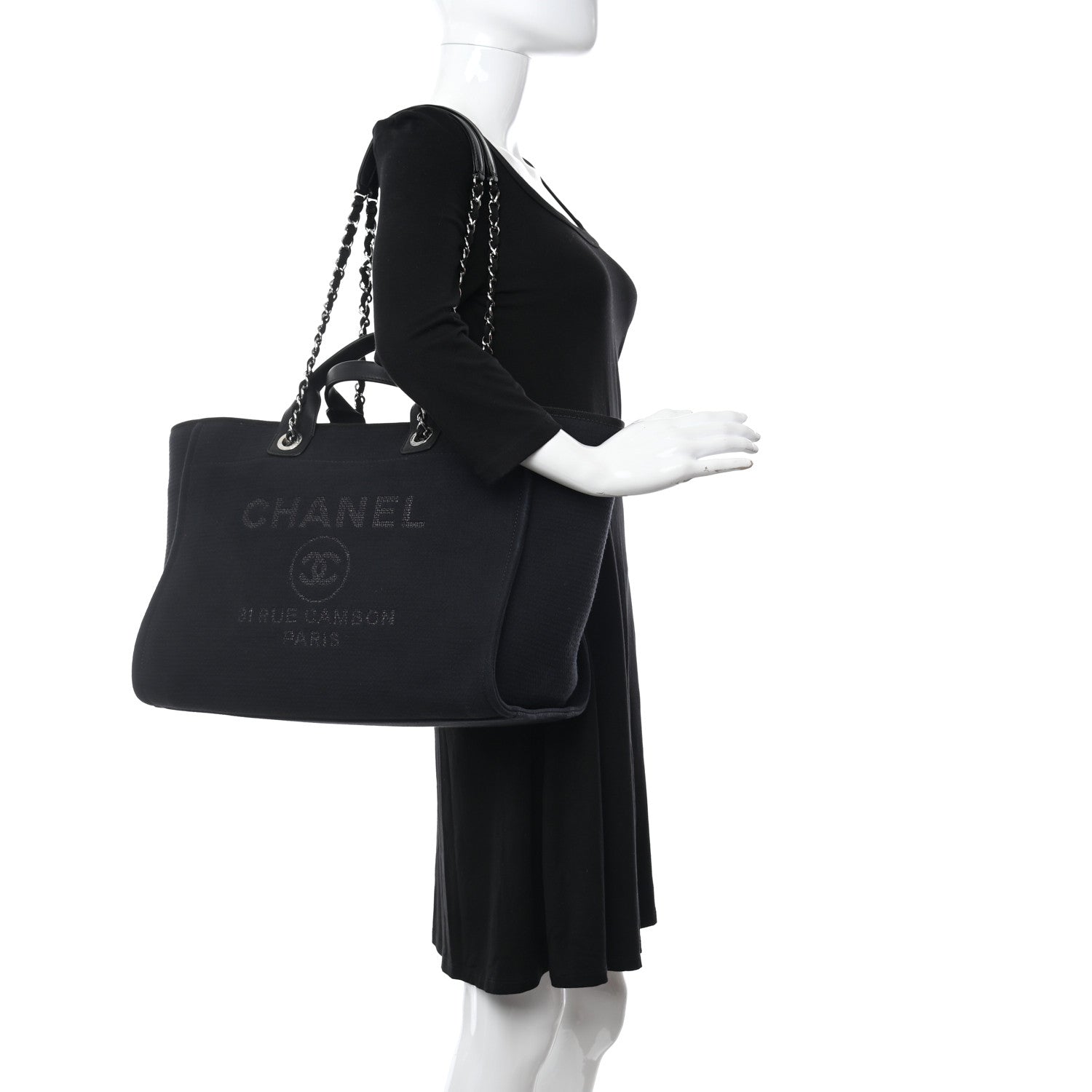 Chanel Mixed Fibers Medium Deauville Tote Black 2 of 10