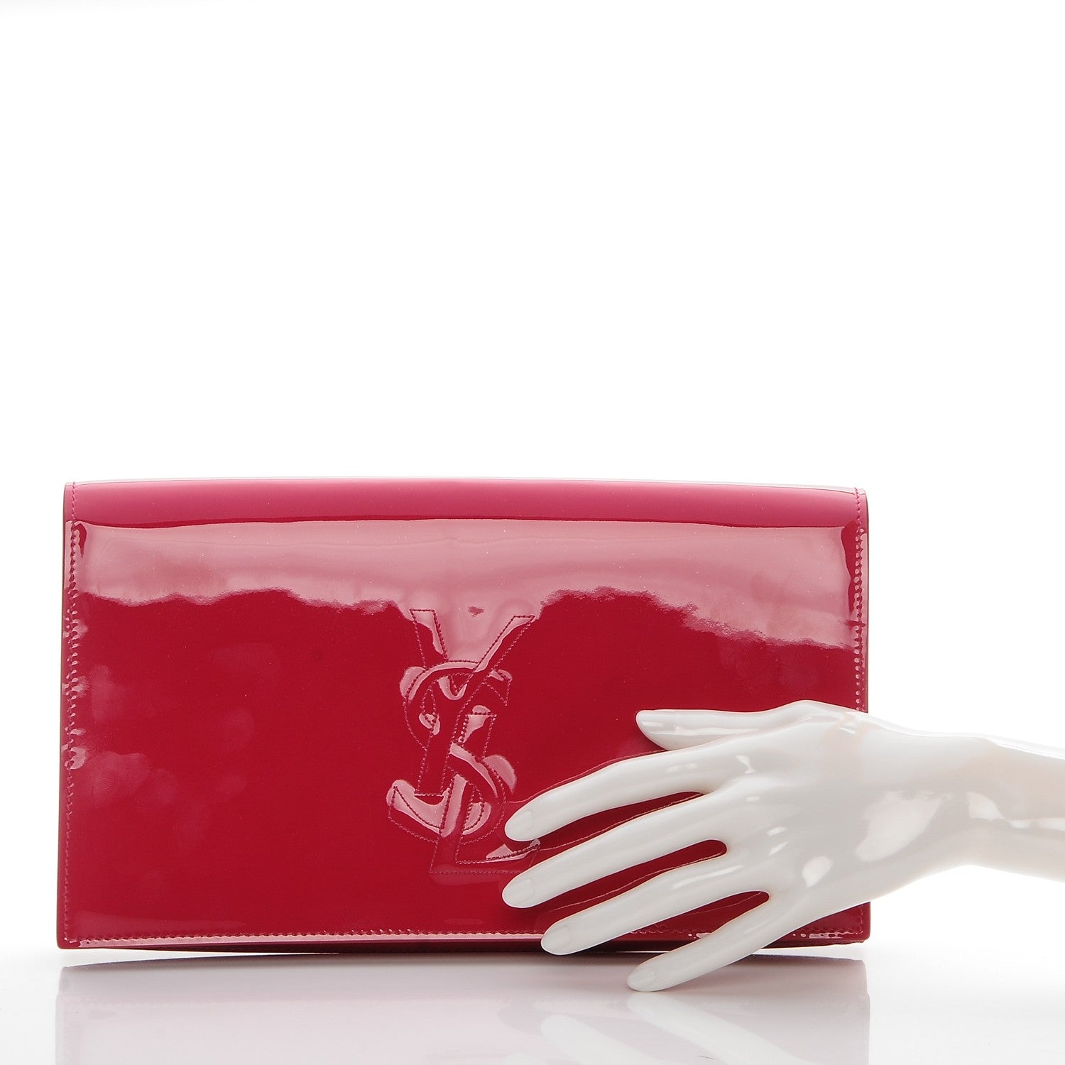 Saint Laurent Patent Monogram Large Belle De Jour Clutch Fuchsia 2 of 6