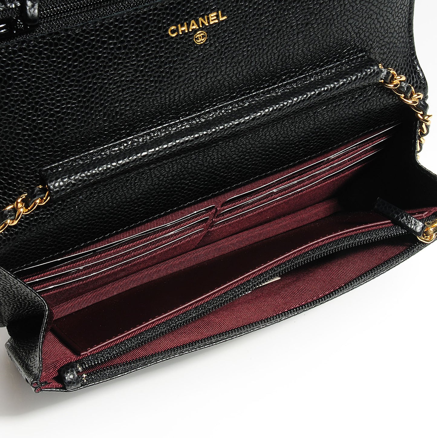 Caviar Quilted Wallet On Chain WOC Black