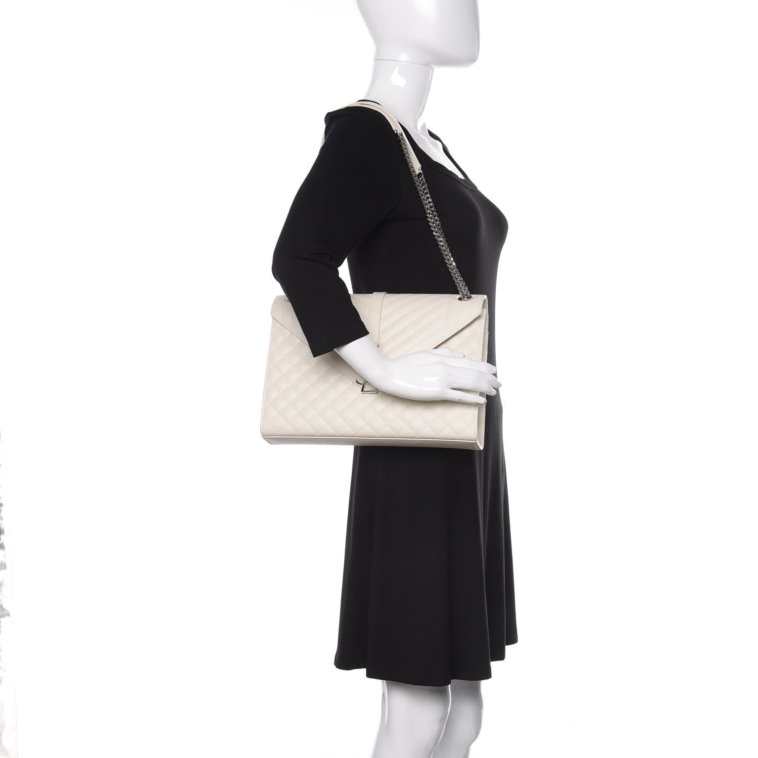 Saint Laurent Grain De Poudre Large Triquilt Monogram Satchel Porcellana 2 of 8