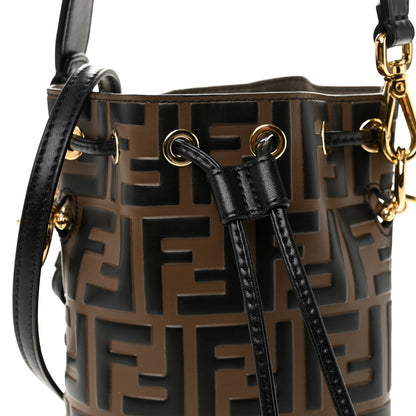 Fendi Vitello Liberty F is Fendi Bi-Color FF 1974 Embossed Mini Mon Tresor Bucket Bag Maya Black 8 of 10