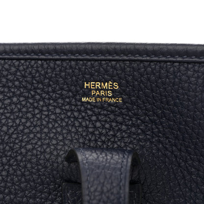 Hermes Taurillon Clemence Quadrille Evelyne III PM Bleu Nuit Bleu Saphir Anemone Capucine 6 of 10