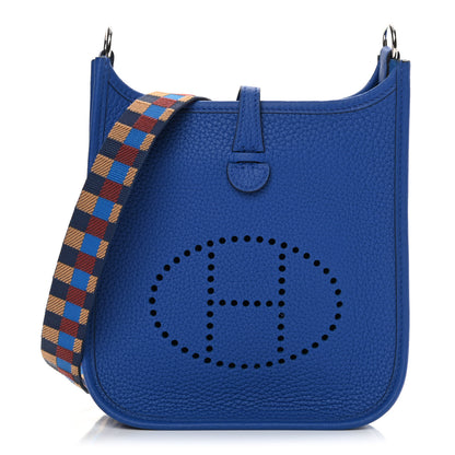 Hermes Taurillon Clemence Maxi Quadrille Evelyne TPM Royal Bleu Bleu Bill Biscuit Rouge H 1 of 11