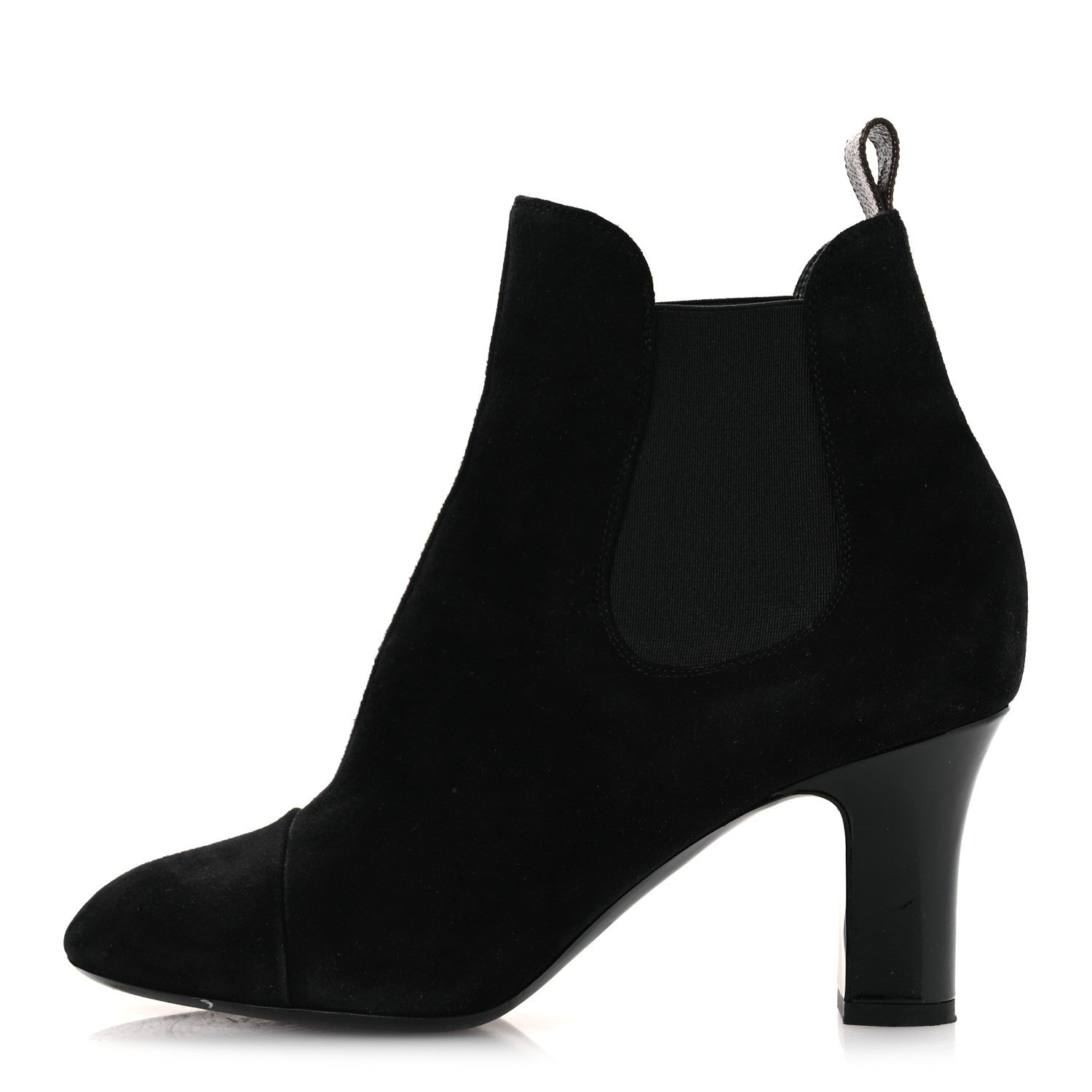 Louis Vuitton Suede Monogram Uniformes Cap Toe Chelsea 75mm Ankle Boots 37.5 Black 1 of 11