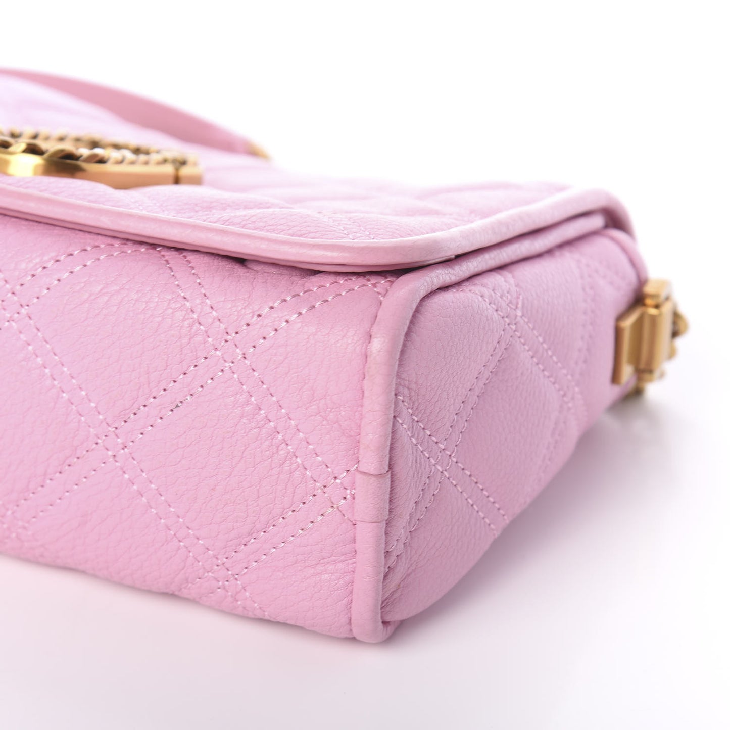 Grained Calfskin Quilted Double Stitched The Status Flap Crossbody Bag Pink