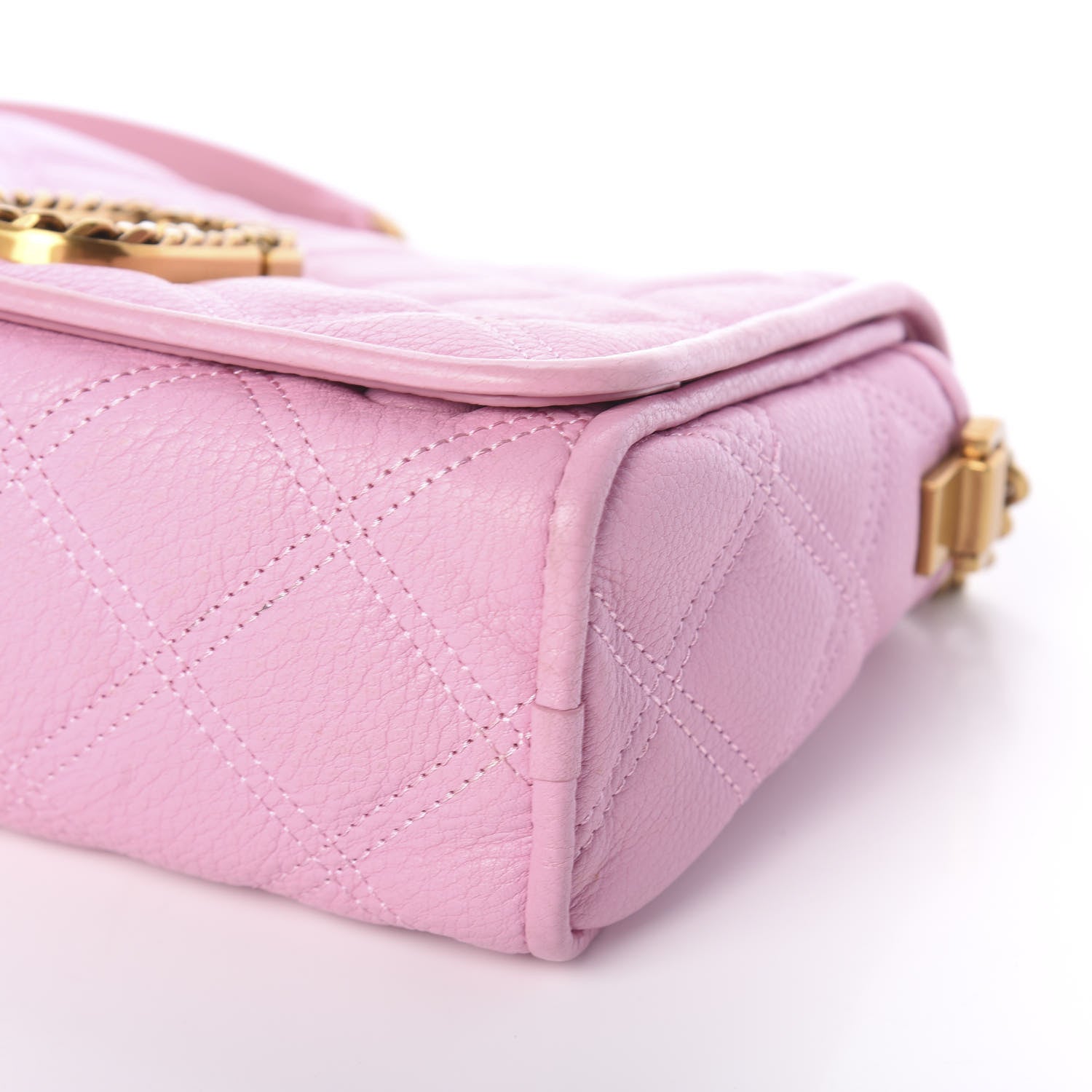 Marc Jacobs Grained Calfskin Quilted Double Stitched The Status Flap Crossbody Bag Pink 7 of 7