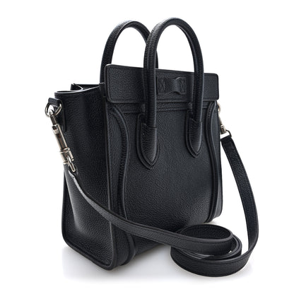 Celine Drummed Calfskin Nano Luggage Black 2 of 8