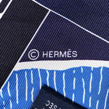 Hermes Silk Mors A Jouets Chemise Slim Maxi Twilly Marine Bleu Roy 4 of 5