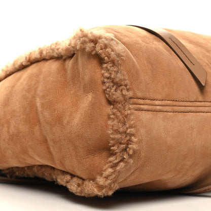 Miu Miu Shearling Suede Shopping Tote Caramel 10 of 11