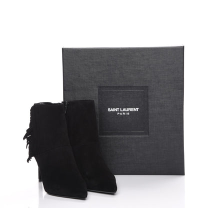 Saint Laurent Suede Fringe Paris Ankle Boots 37 Black 9 of 9