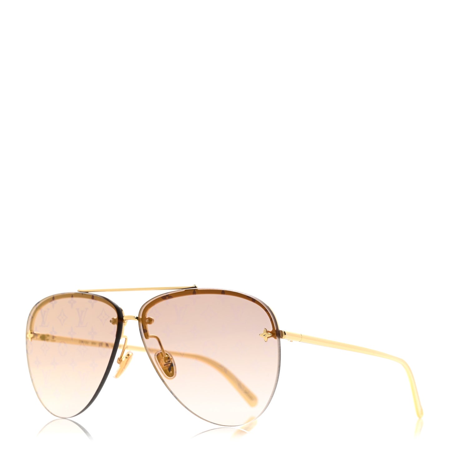 Metal Monogram LV Pilot Light Sunglasses Z1913U Gold Gradiant Brown