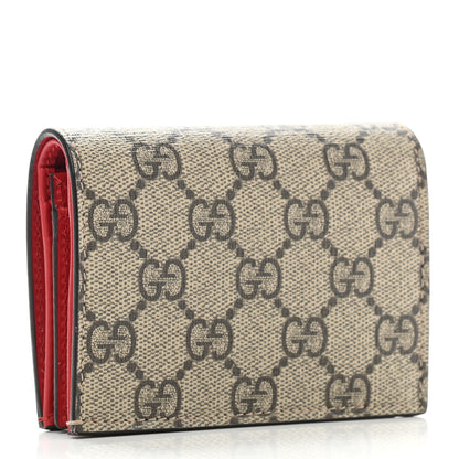 Gucci GG Supreme Monogram Cherry Embellished Card Case Wallet Hibiscus Red 3 of 7