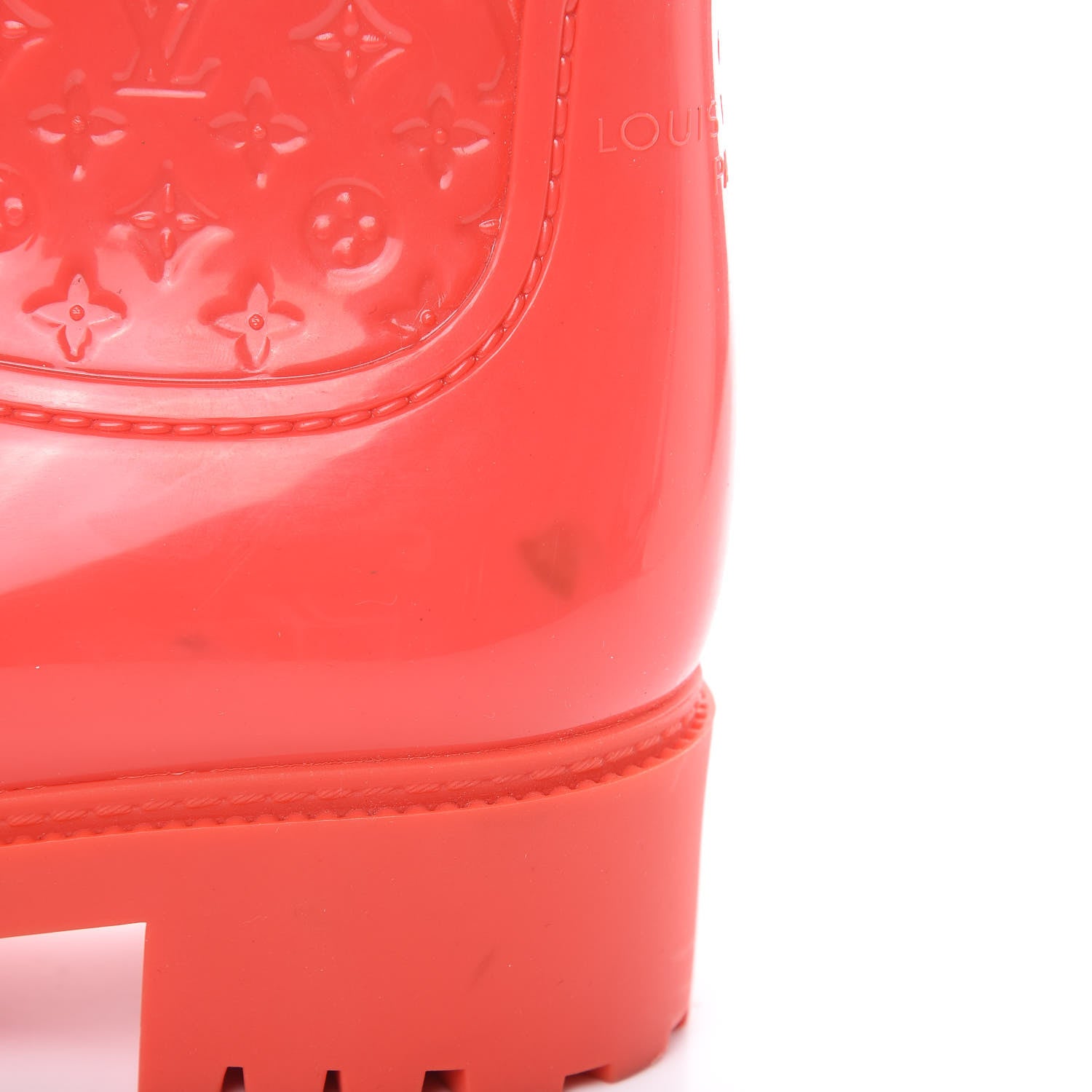 Louis Vuitton Rubber Embossed Monogram Splash Rain Boots 36 Coral 7 of 12