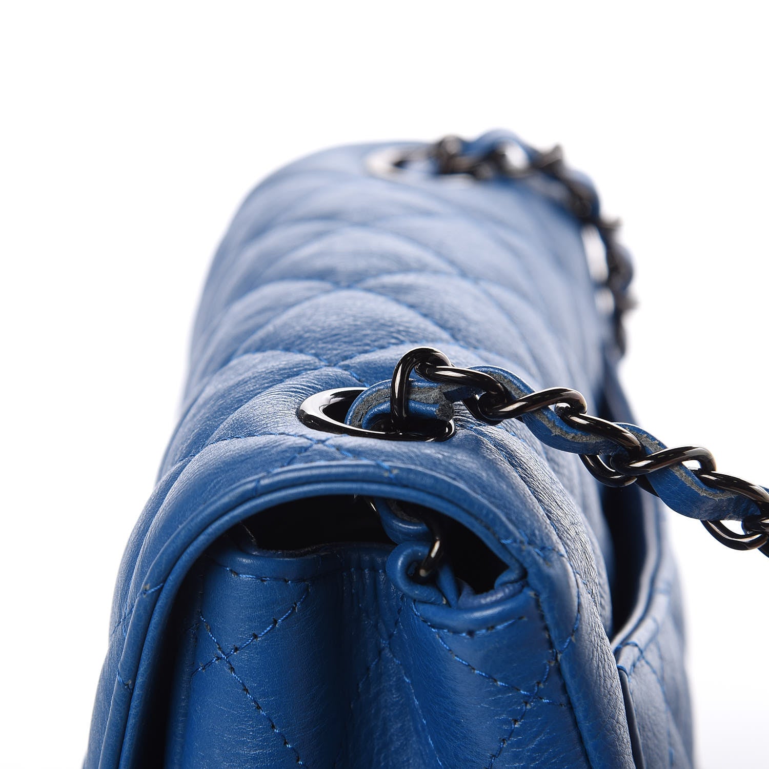 Chanel Crumpled Calfskin Quilted Mini Square Flap Blue 9 of 11