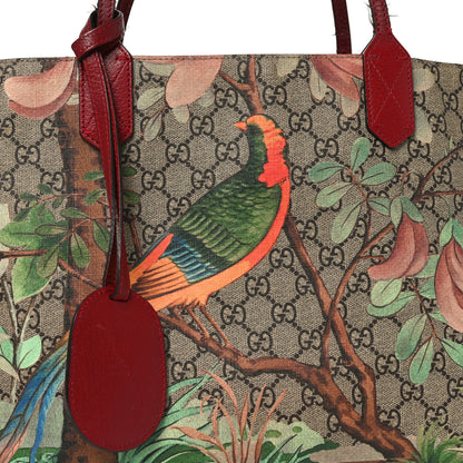 Gucci GG Supreme Monogram Tian Medium Shopping Tote Beige Multicolor Red 8 of 13