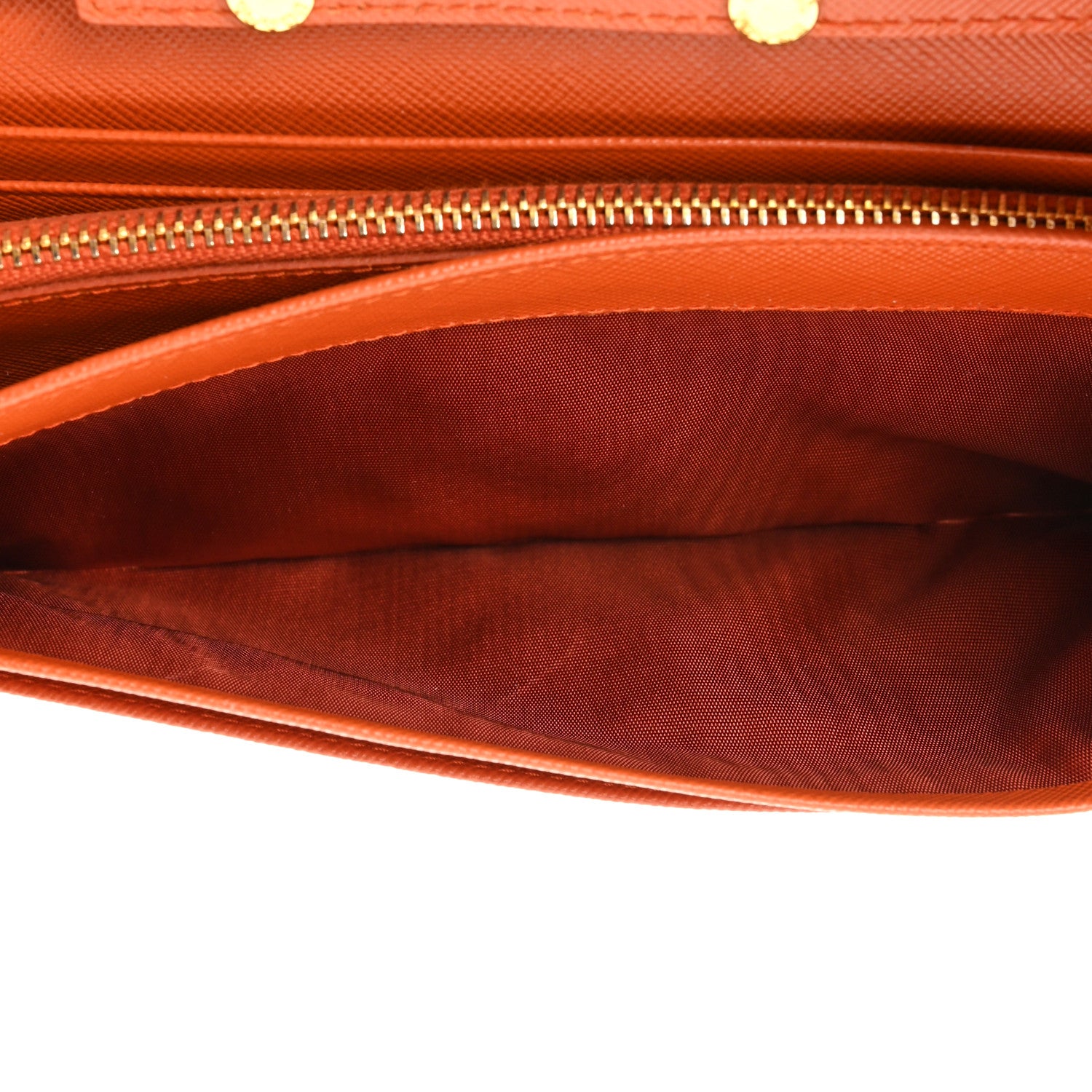Prada Saffiano Metal Oro Chain Wallet Papaya 5 of 15