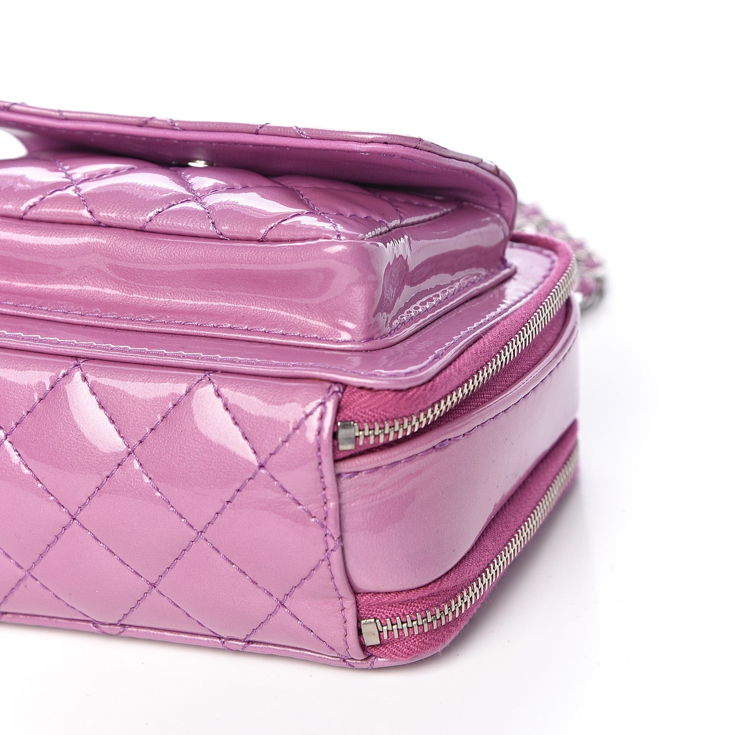 Chanel Patent Quilted Small Pocket Box Camera Case Purple 10 of 13