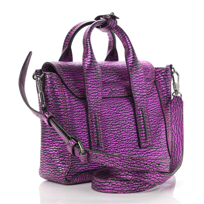 3.1 Phillip Lim Metallic Textured Calfskin Mini Pashli Satchel Purple 3 of 12