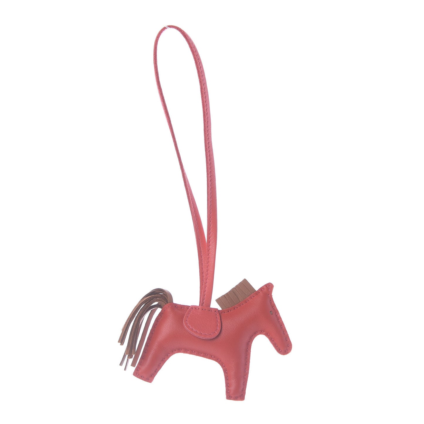 Milo Lambskin Grigri Rodeo Horse Bag Charm PM Rouge Indien Gold Bougainvillea
