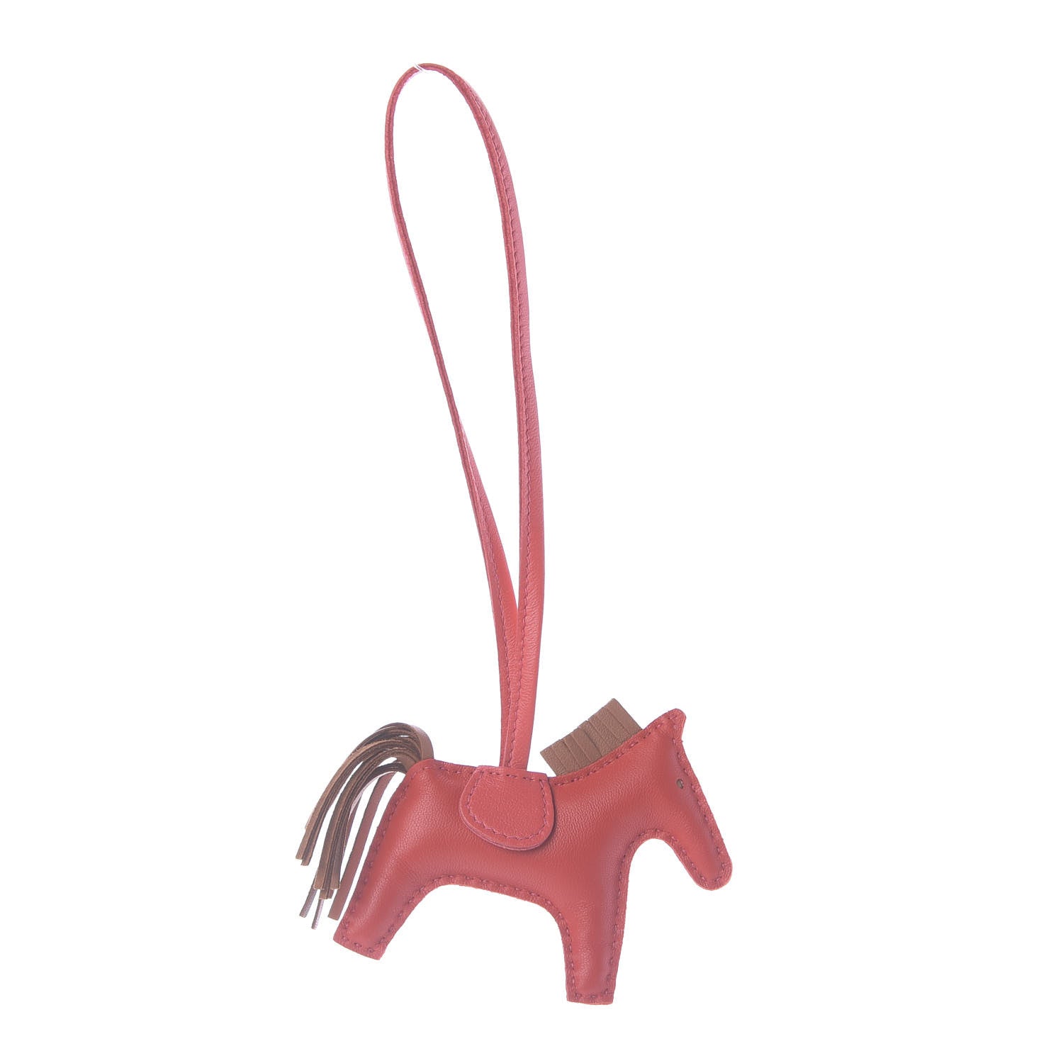 Hermes Milo Lambskin Grigri Rodeo Horse Bag Charm PM Rouge Indien Gold Bougainvillea 1 of 5