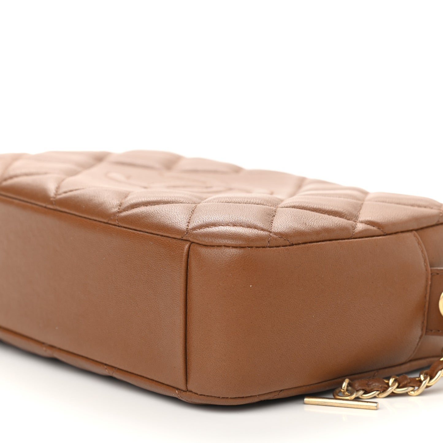 Lambskin Quilted Small Diamond CC Camera Case Brown