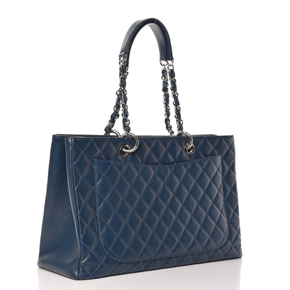 Chanel Caviar Quilted XL Grand Shopping Tote GST Navy Blue 3 of 9