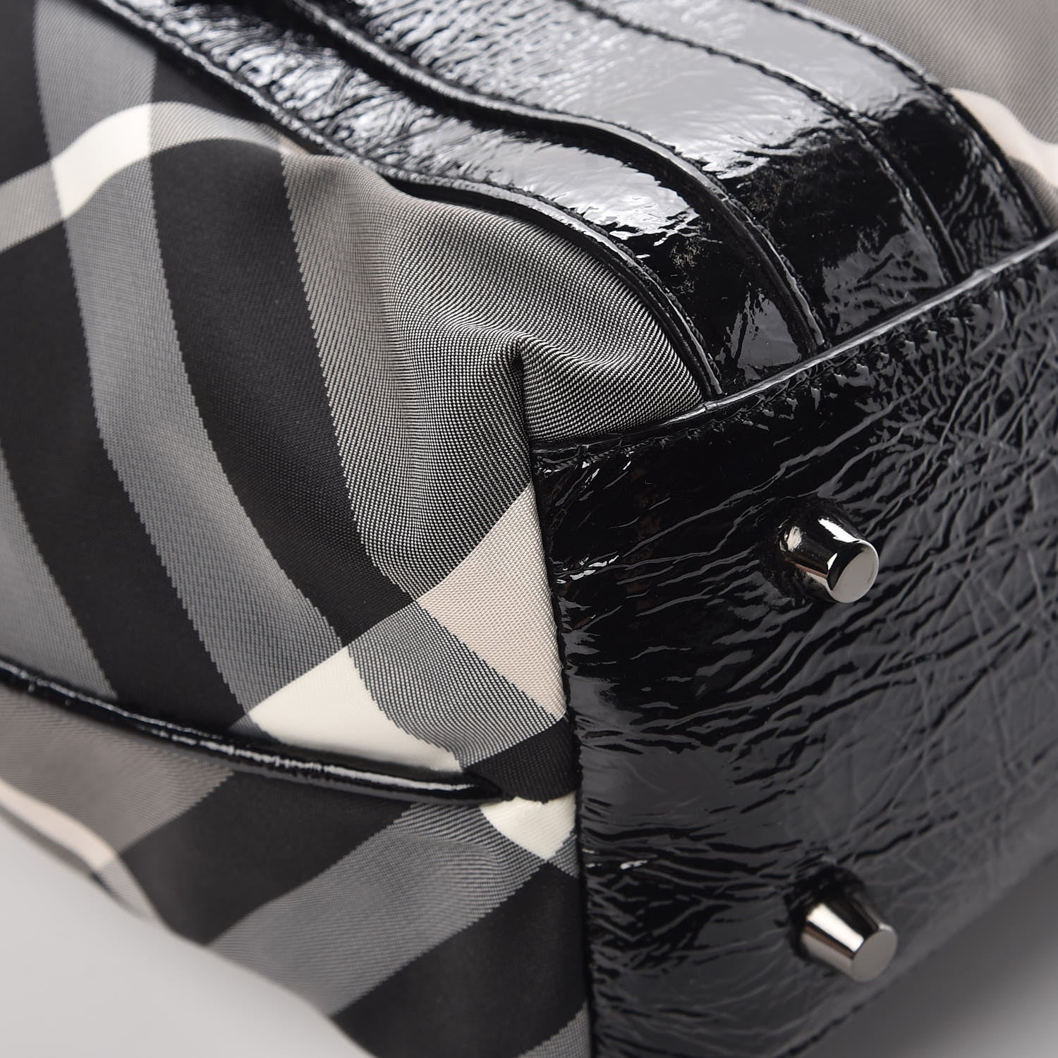 Burberry Patent Trim Smoked Check Tote Black 13 of 14