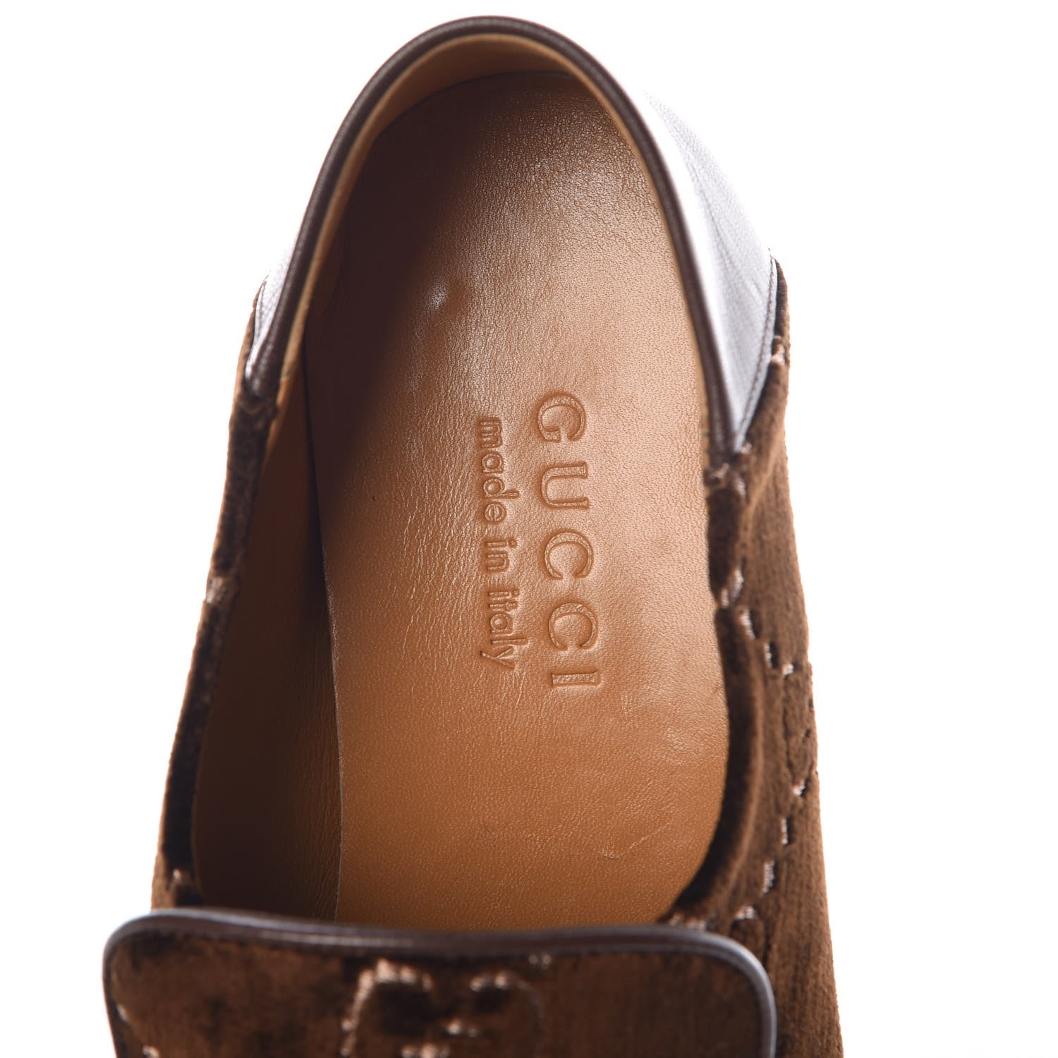 Gucci Velvet GG Monogram Goatskin Mens Horsebit Loafers 6 Brown Vintage Cocoa 5 of 9