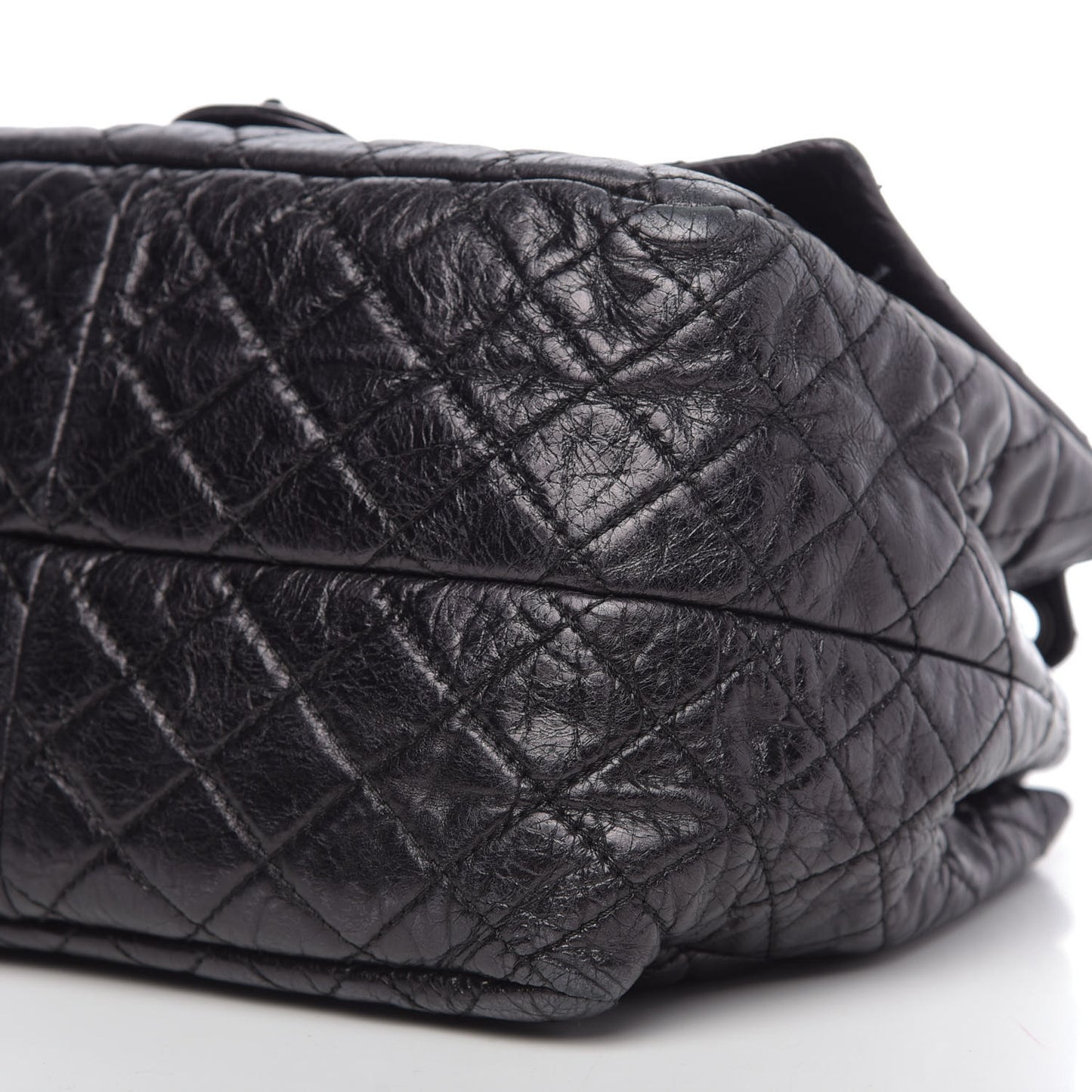 Metallic Aged Calfskin Quilted Reissue 2.55 Accordion Flap Black