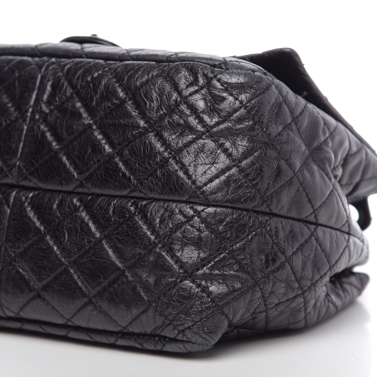 Chanel Metallic Aged Calfskin Quilted Reissue 2.55 Accordion Flap Black 11 of 13
