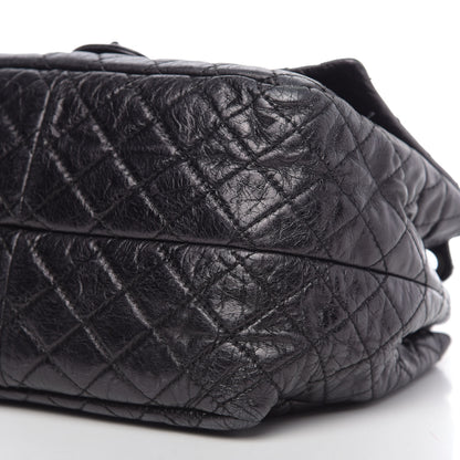 Chanel Metallic Aged Calfskin Quilted Reissue 2.55 Accordion Flap Black 11 of 13